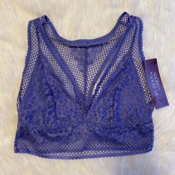 Adored By Adore‎ Me Bra Womens Size Medium Purple Sheer Floral Jenny Bralette - Picture 1 of 5